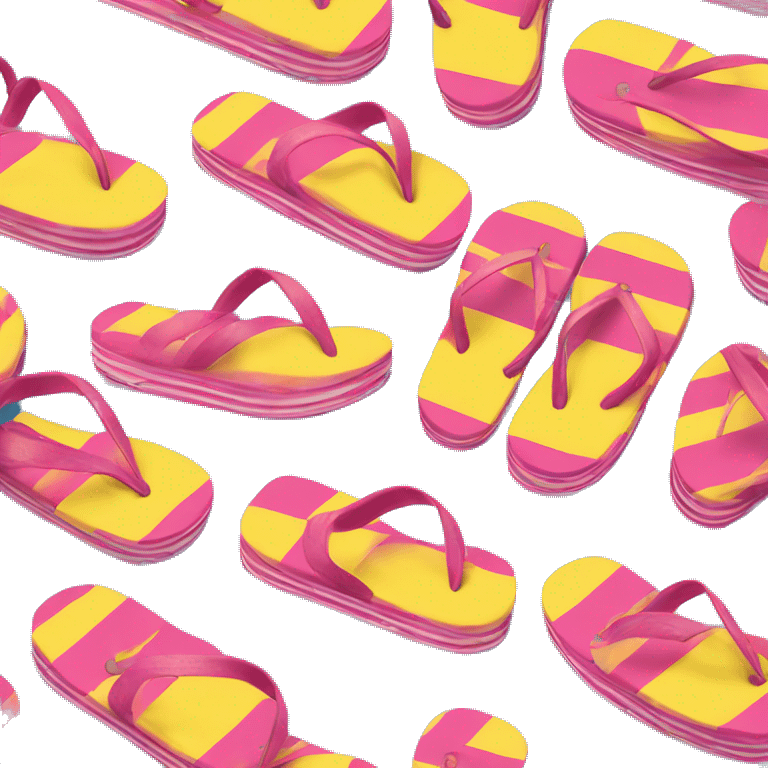 Realistic pair of striped summer flip flops isolated. emoji