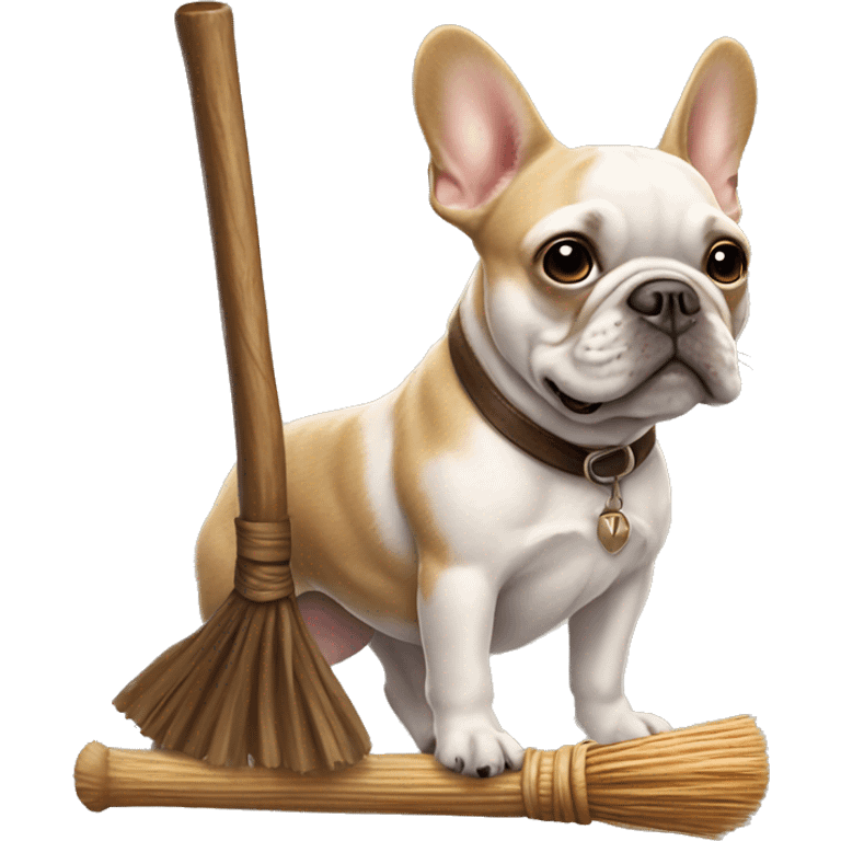 French bulldog riding a broomstick  emoji