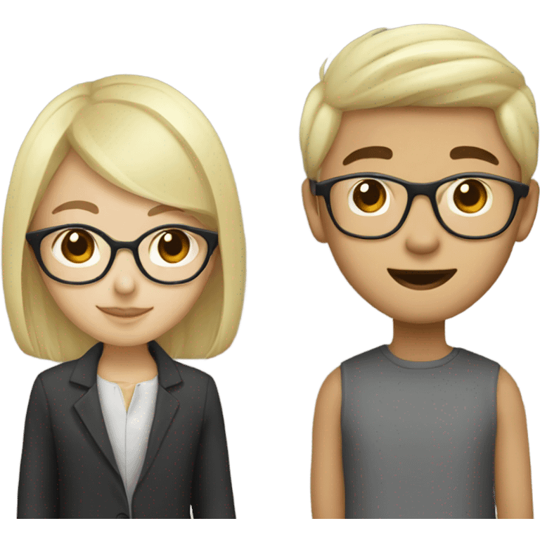 Blonde Pretty Asian girl and Asian boy with glasses birthday emoji