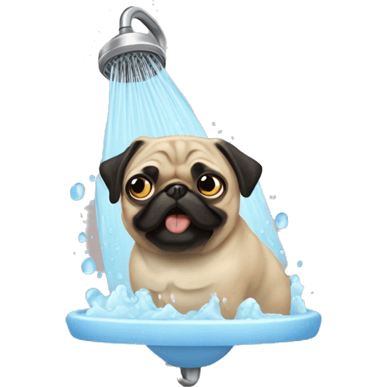 pug taking a shower emoji