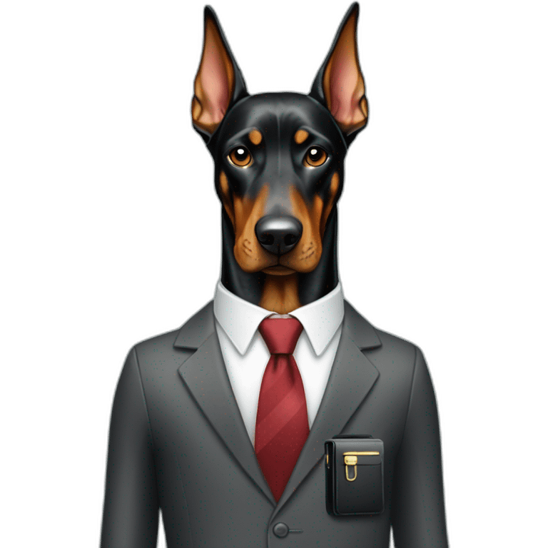 Doberdore dog in tie and with briefcase emoji