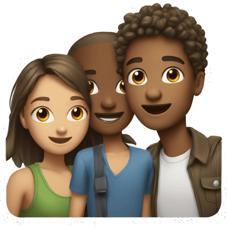 two girls boys smiling in selfie emoji