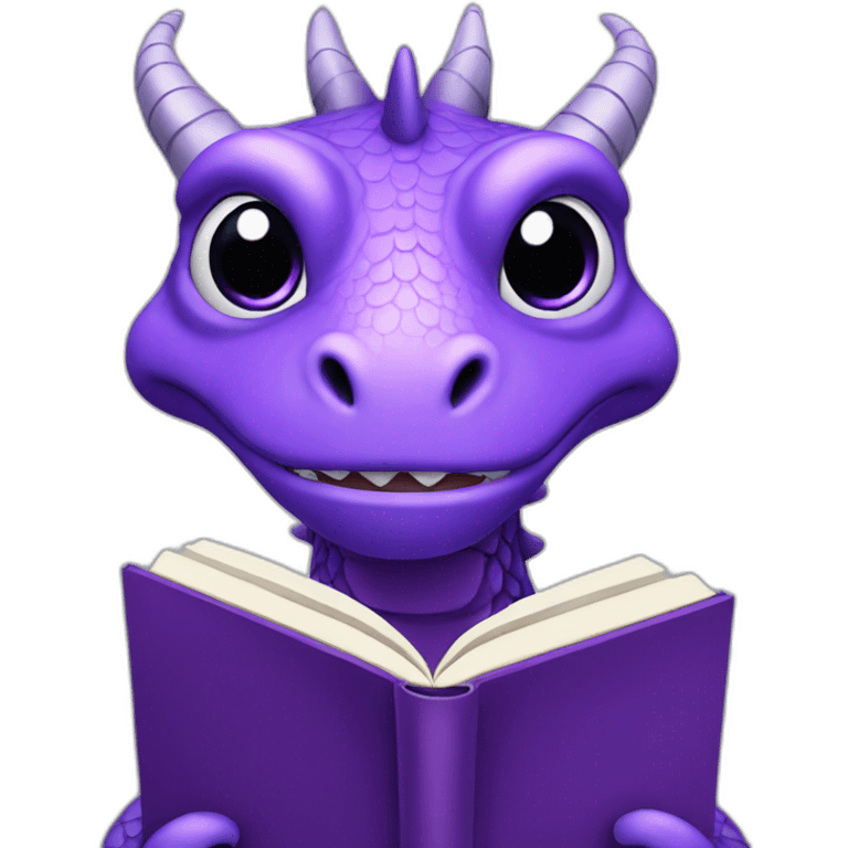 purple dragonh head holding book emoji