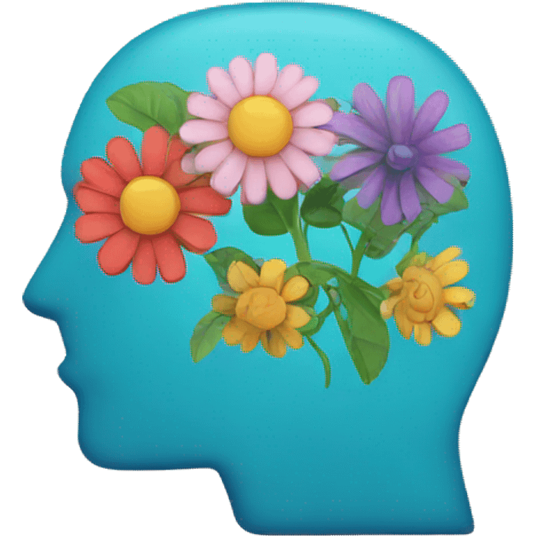 ADHD logo with a brain with Flowers  emoji