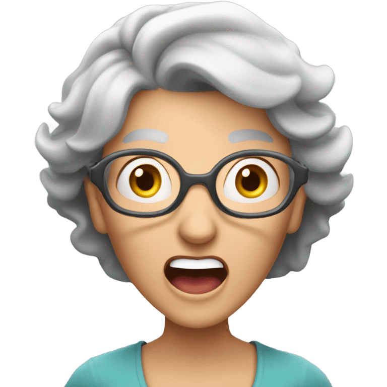 Gray haired lady yelling bingo emoji