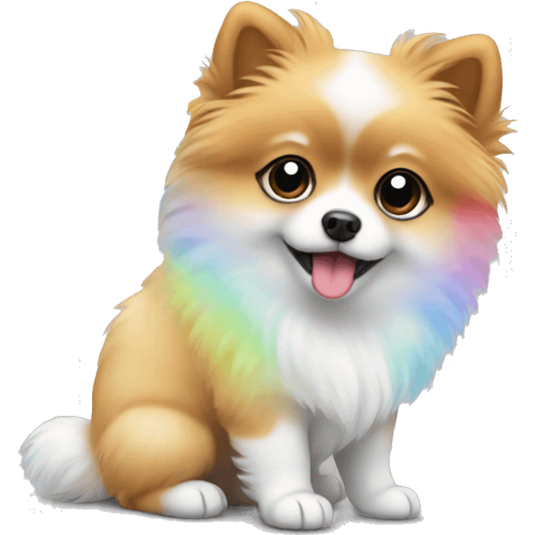 Pomerian puppy with rainbow  emoji