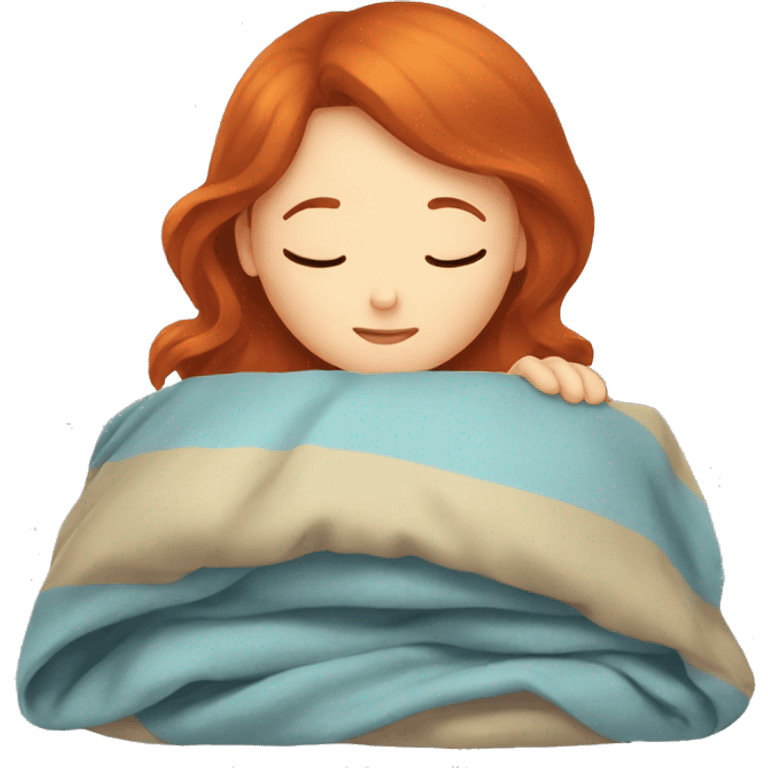 redhead girl sleeping with a blanket  emoji