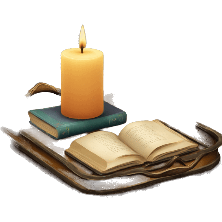 vintage tray with books and candle emoji