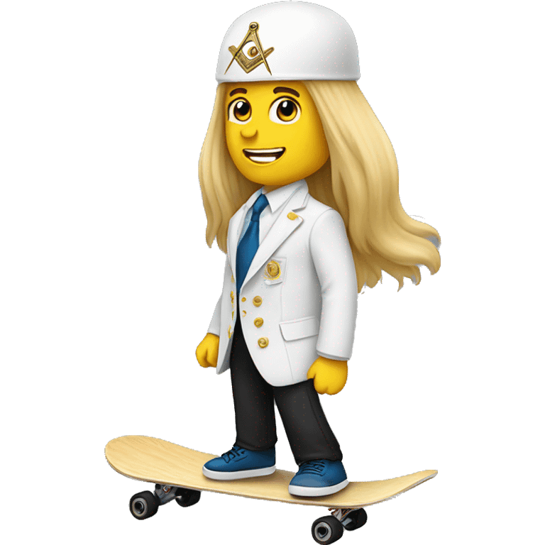 Freemason white with long hair skateboarding emoji