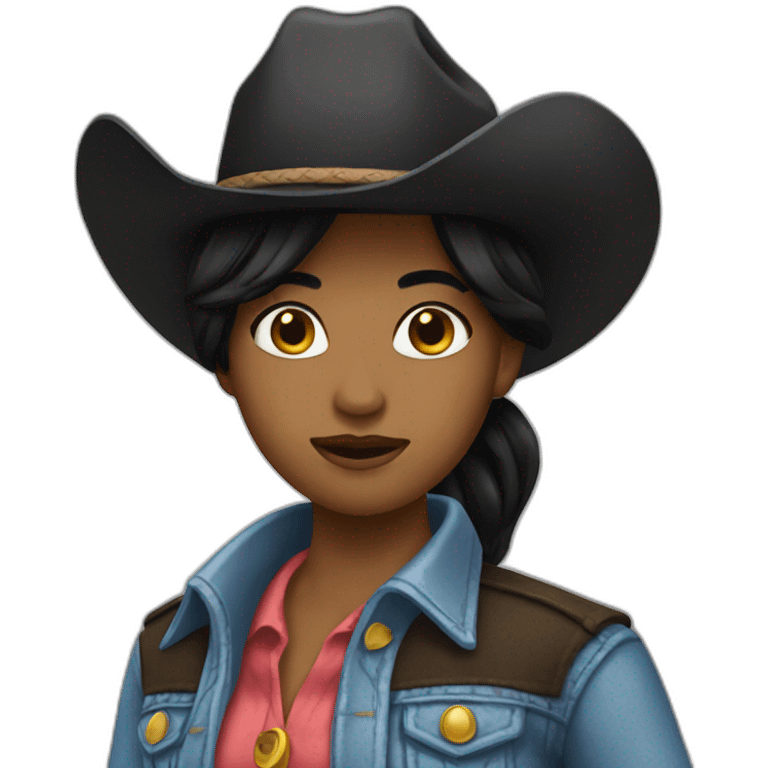 cowgirl straight black hair emoji