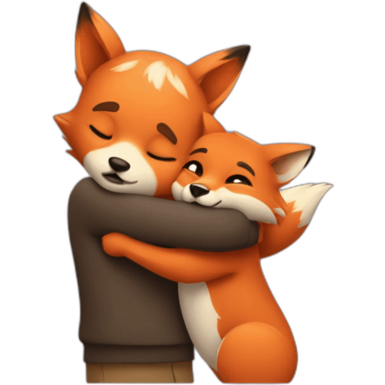 Hug emjoi with a fox emoji