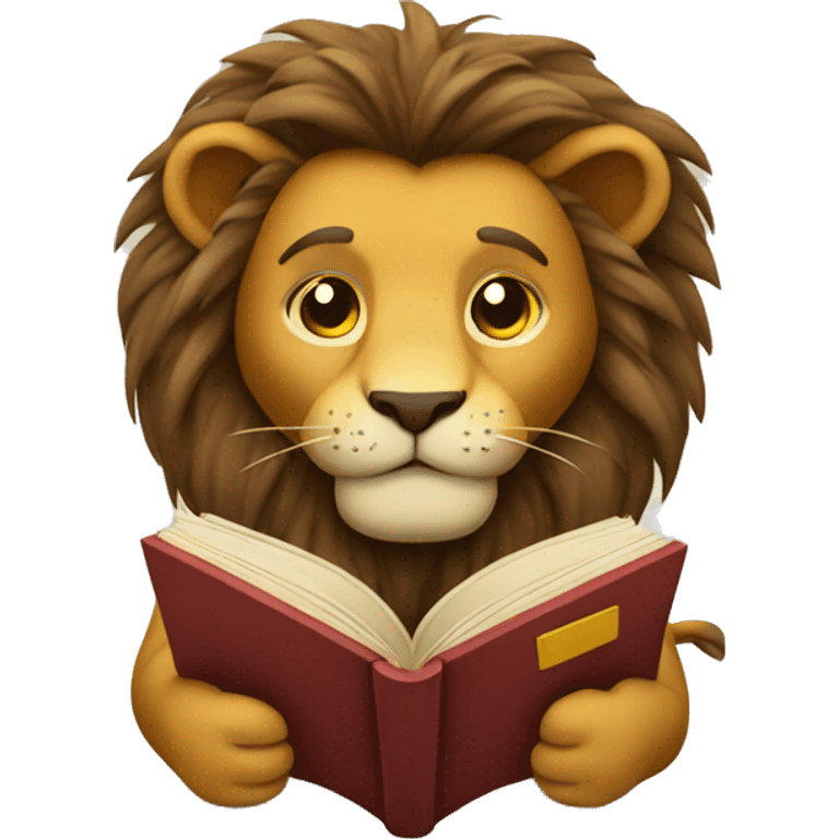 lion reading a book emoji