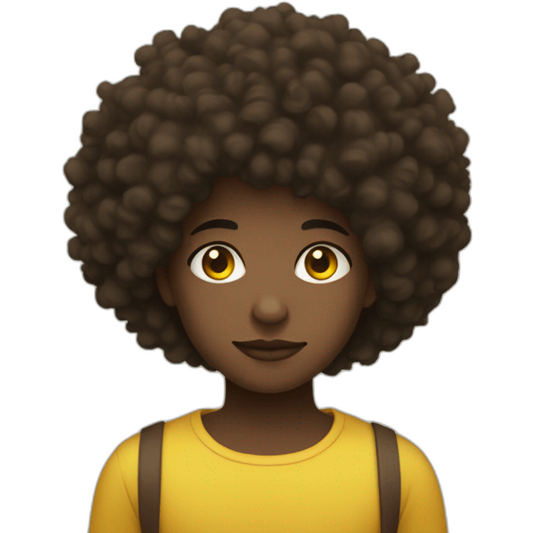 Afro haired Young black with one brown eye and the other yellow emoji