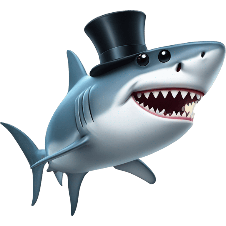 Shark with a top hat emoji