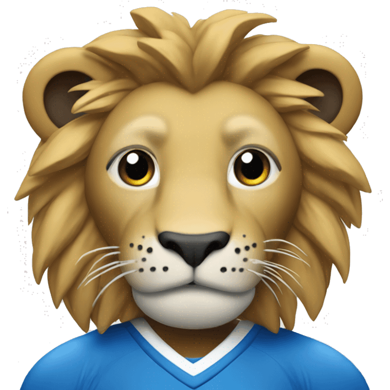 A lion in a hockey uniform in white and blue emoji