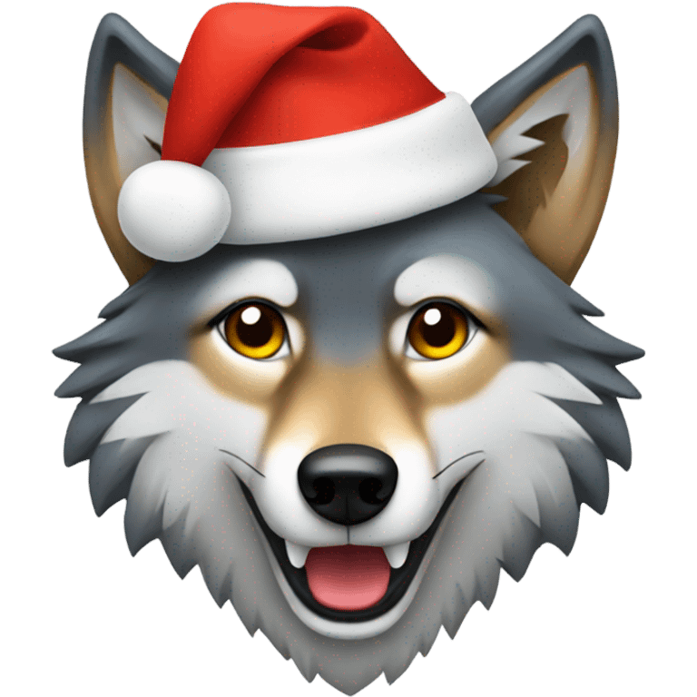 Wolf wearing Christmas hat  emoji