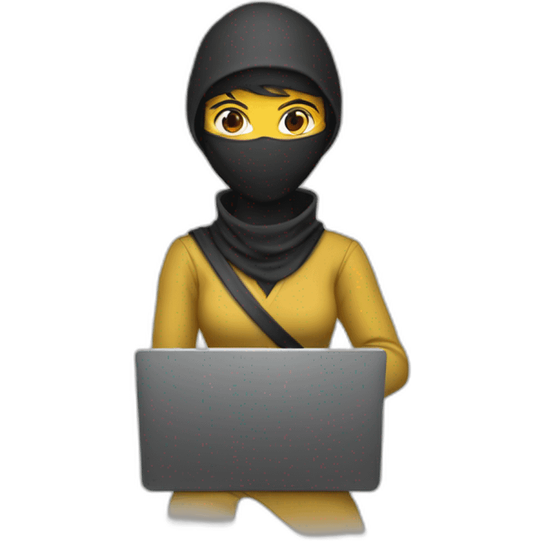 woman ninja programmer with laptop emoji