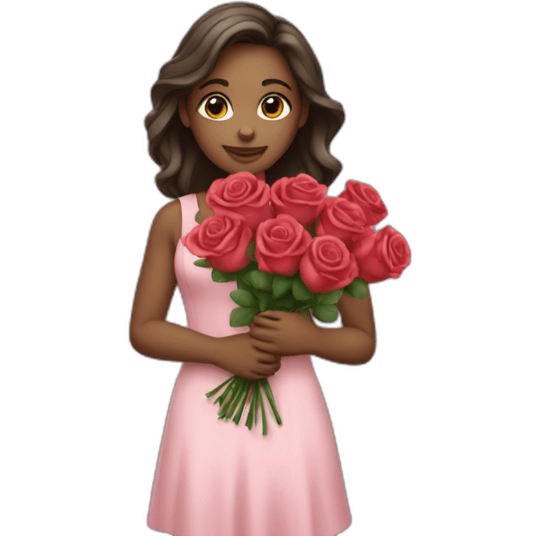 girl with a bouquet of roses emoji