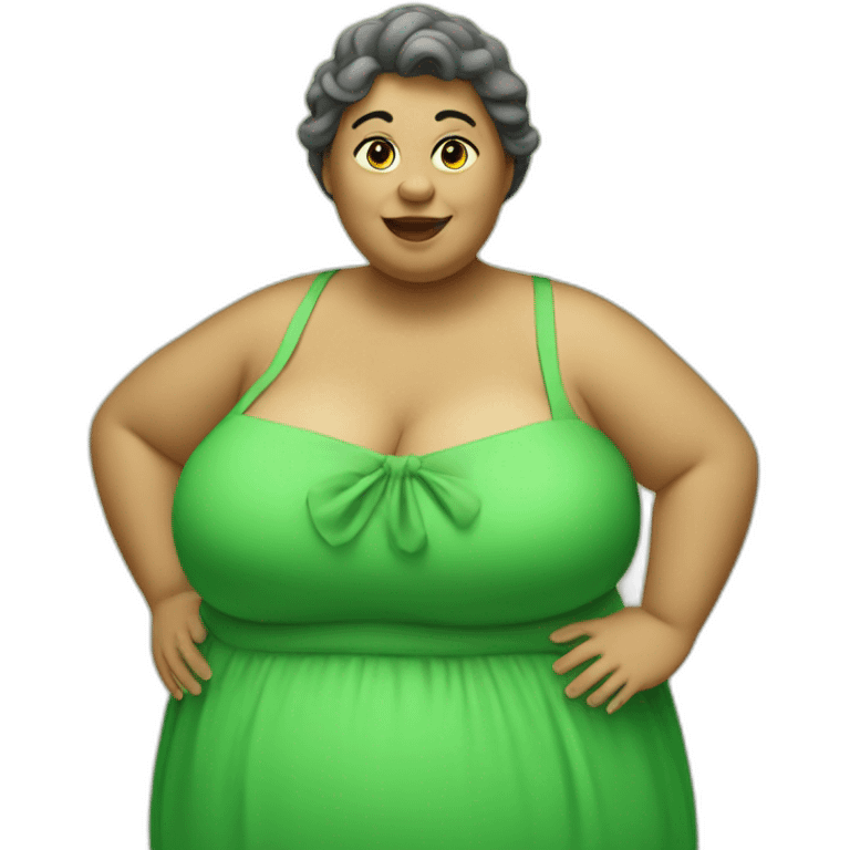 Fat lady with green dress emoji