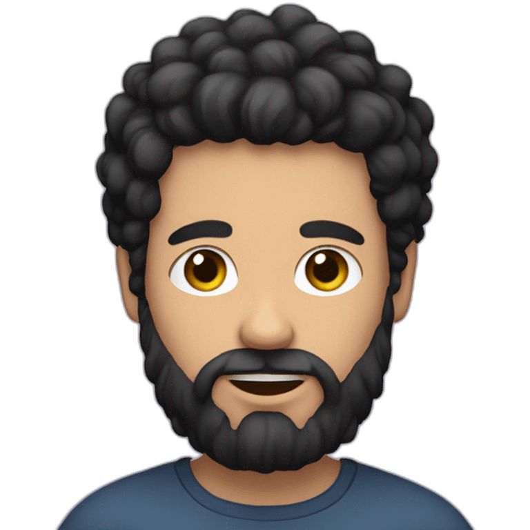 young white man with fuzzy black hair and full beard emoji