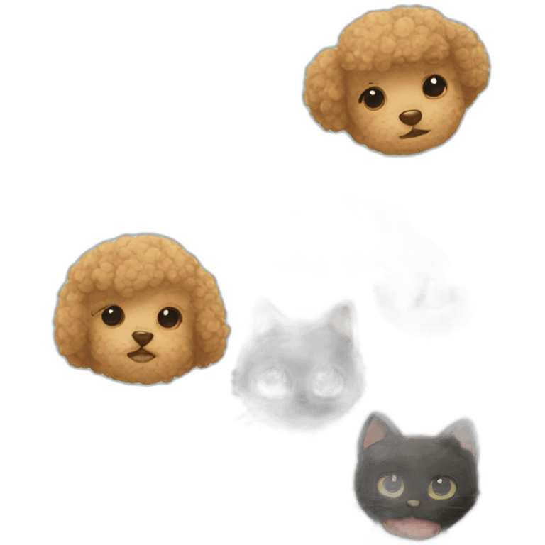 boy and girl, abricot poodle, black cat and lizard  emoji