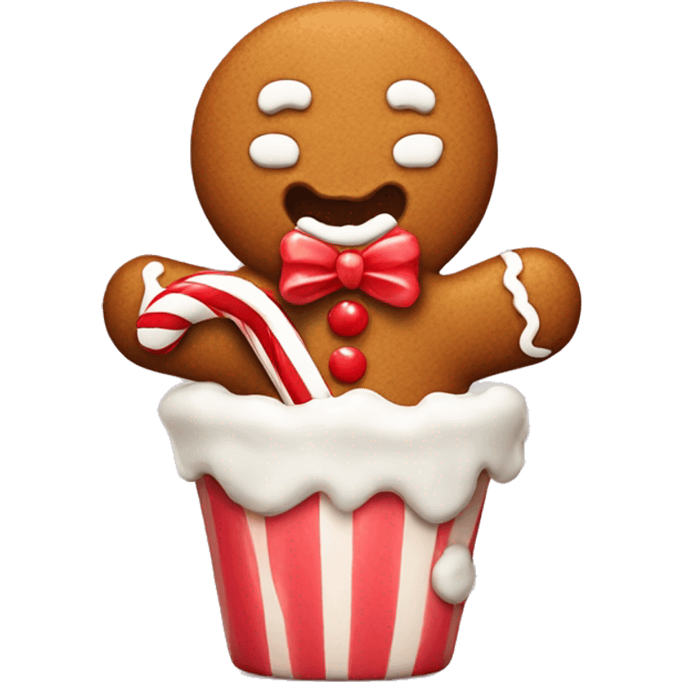 Gingerbread man eating a candycane  emoji