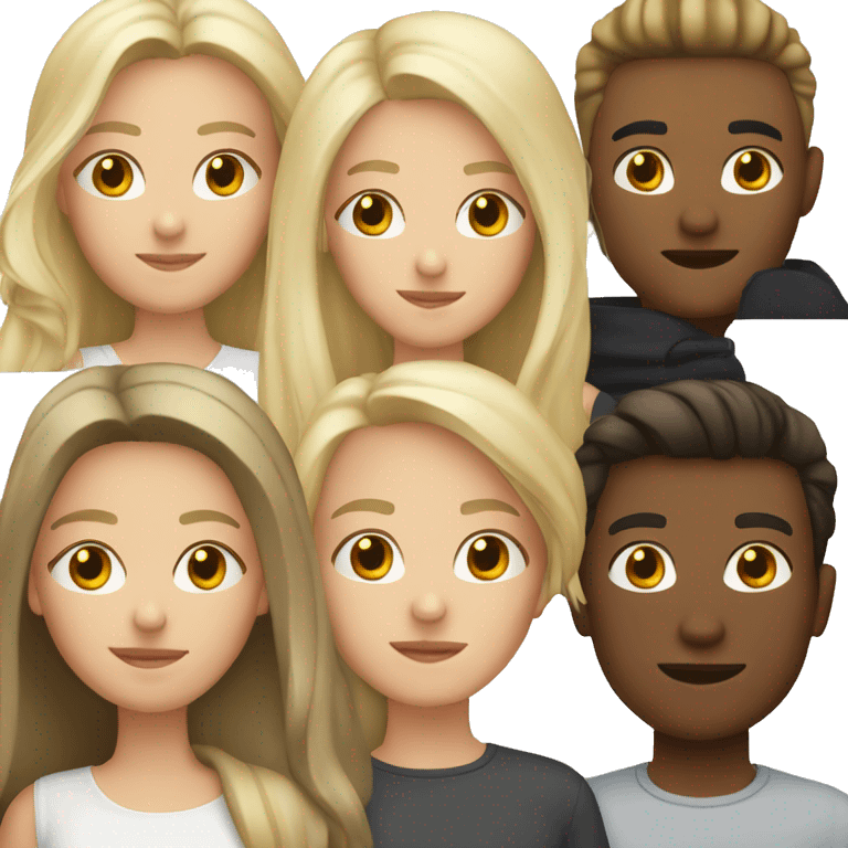 2 brunette girls, 1 blonde girl, 1 brunette guy emoji