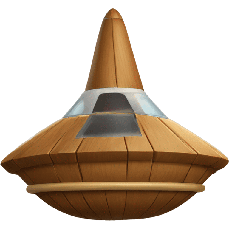 Wooden ufo spaceship birdhouse oblong cigar-shaped  emoji