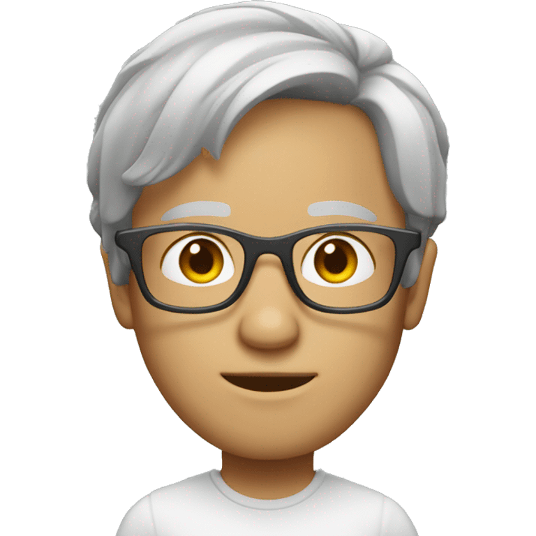 Mid length Grey blond hair with glasses on top of head emoji