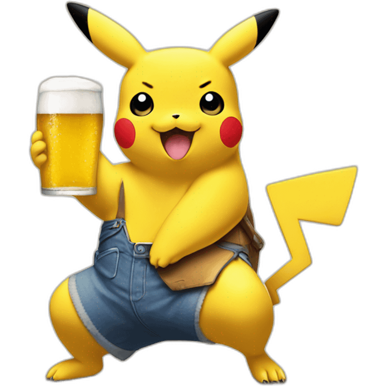 Pikachu boit une bière emoji