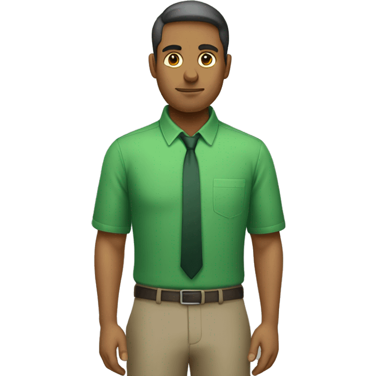 serious office worker in green shirt emoji