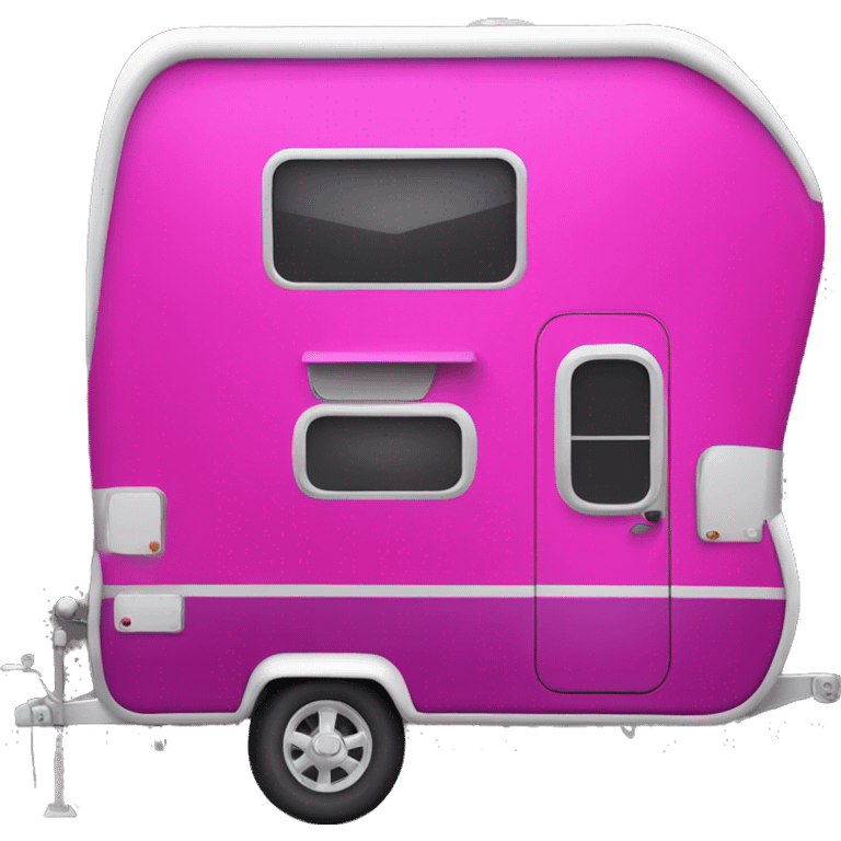 Realistic fuschia camping travel trailer isolated.  emoji