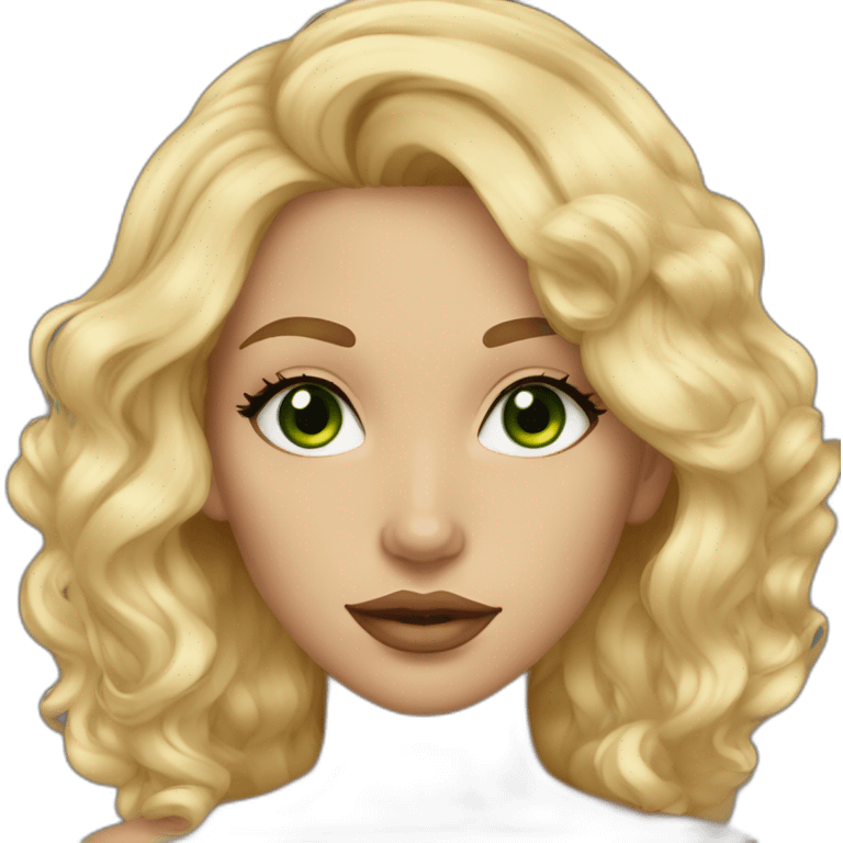 Blonde girl green eyes wavy hair and tan skin big lips emoji