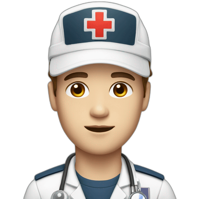 Ambulance yung man with white skin and brown hair and a cap emoji