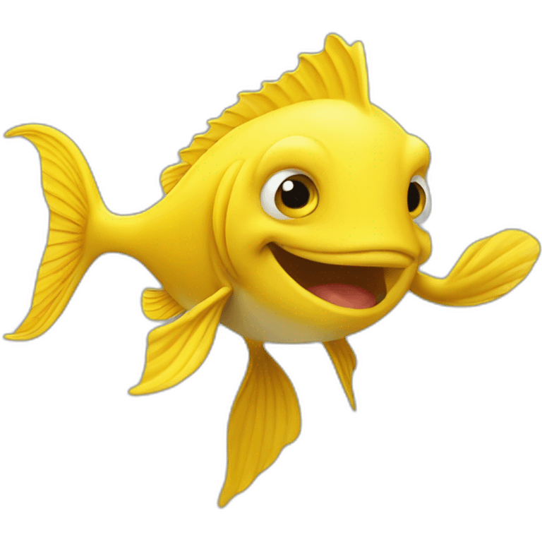 Yellow Fish saying hi to a Group of tuorism emoji