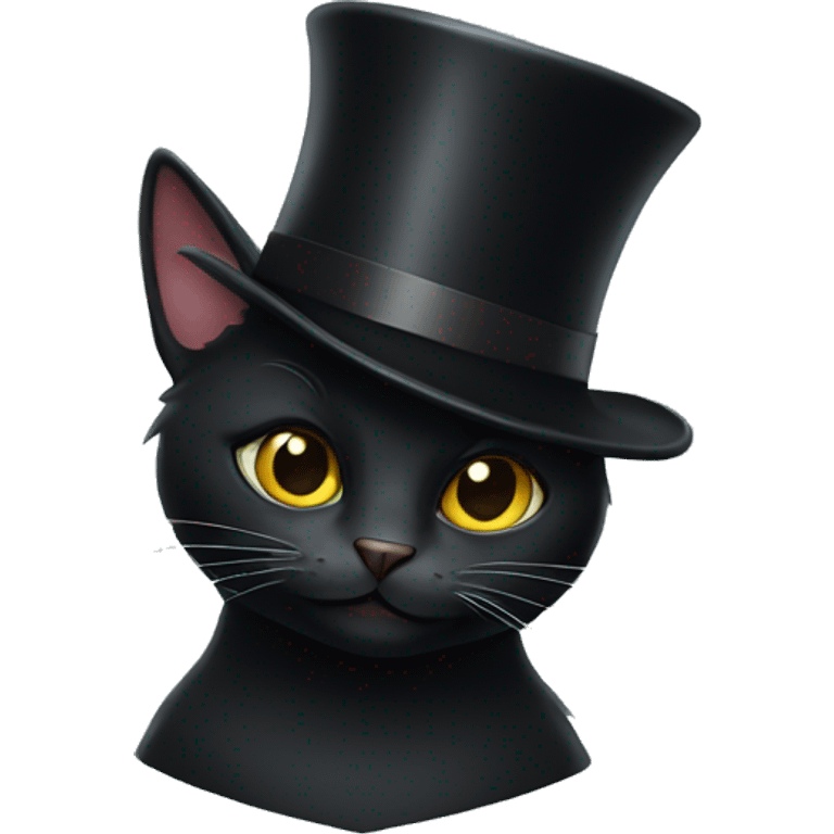 Black cat with a top hat emoji