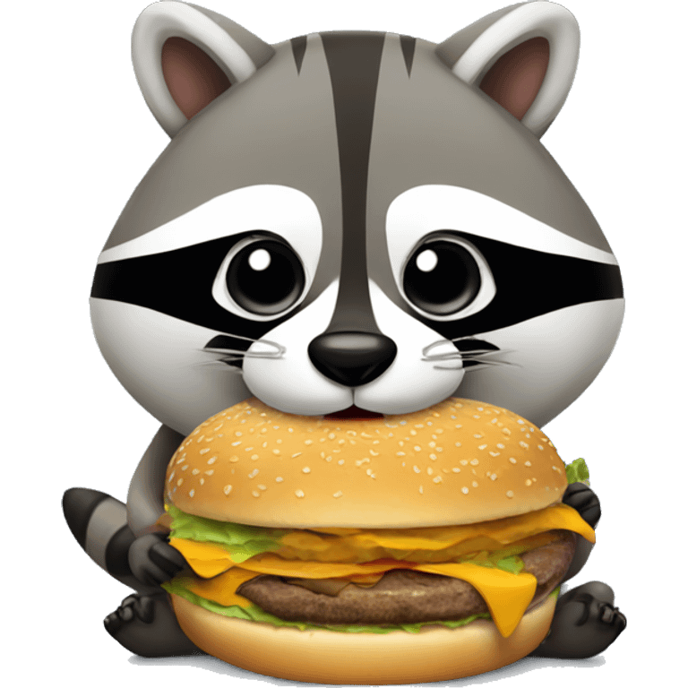 Raccoon eating a burger emoji