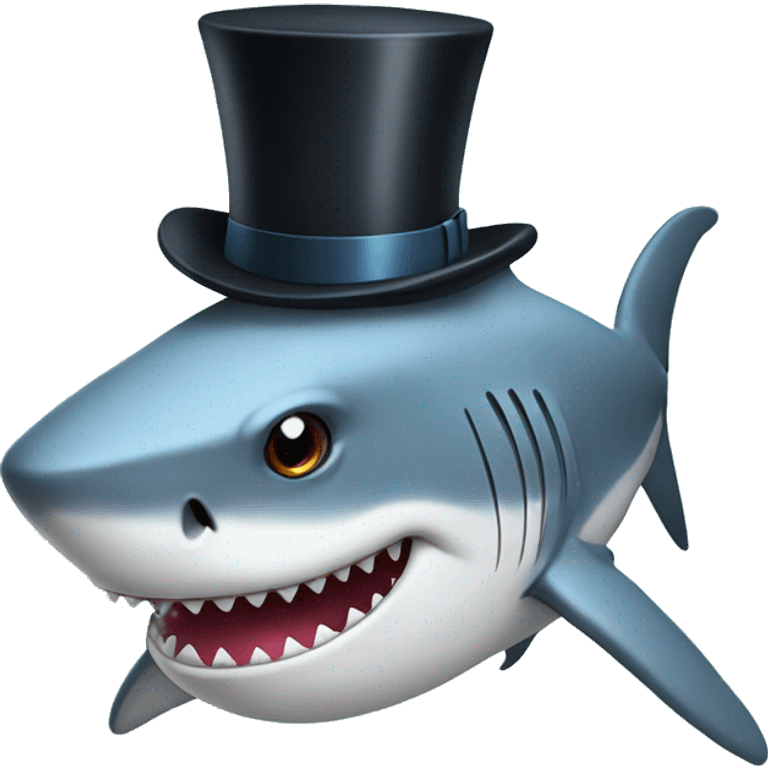 Shark with a top hat emoji