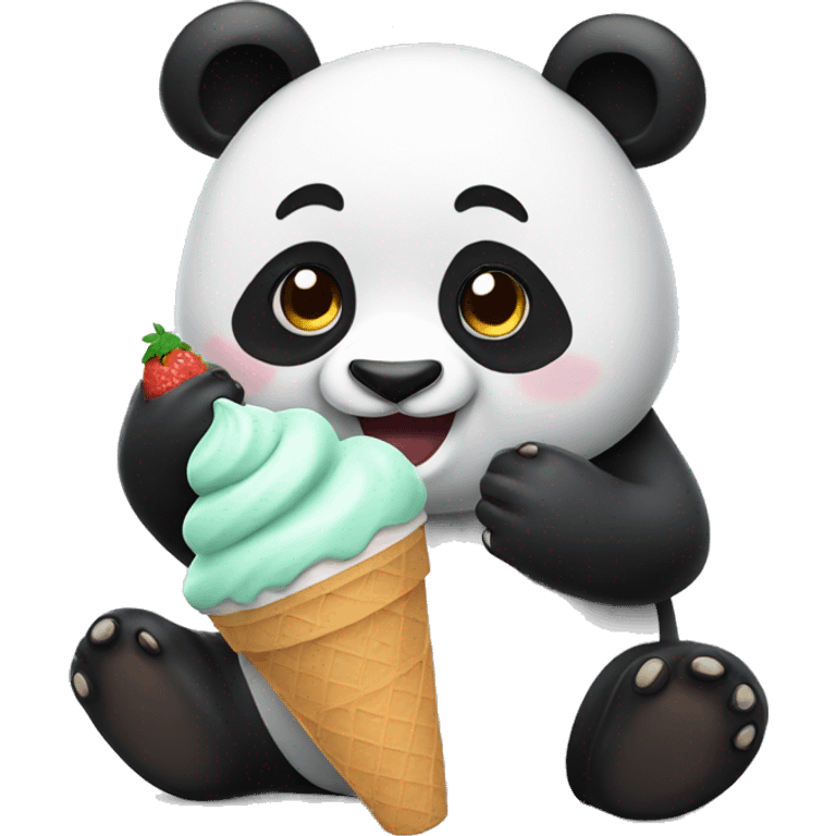 Panda eating ice cream emoji