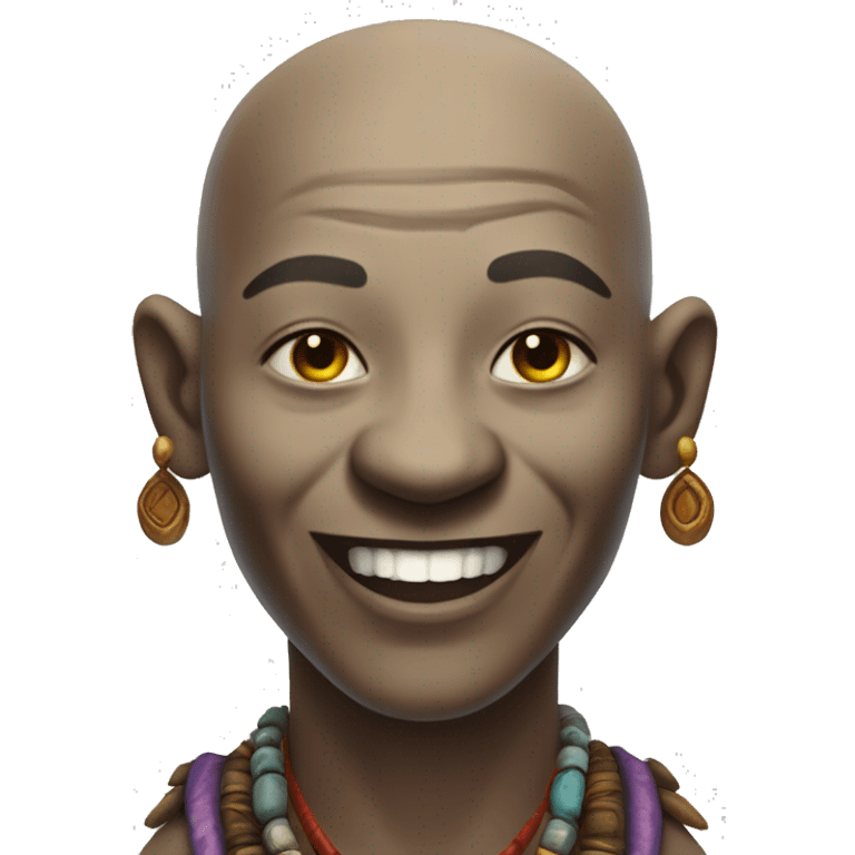 Bald Shaman Durek , happy, smiling, wearing shamanic clothes  emoji