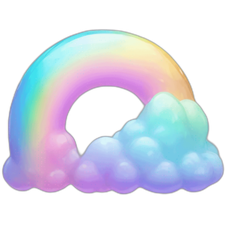 glossy Pastel iridescent rainbow crystal crescent emoji