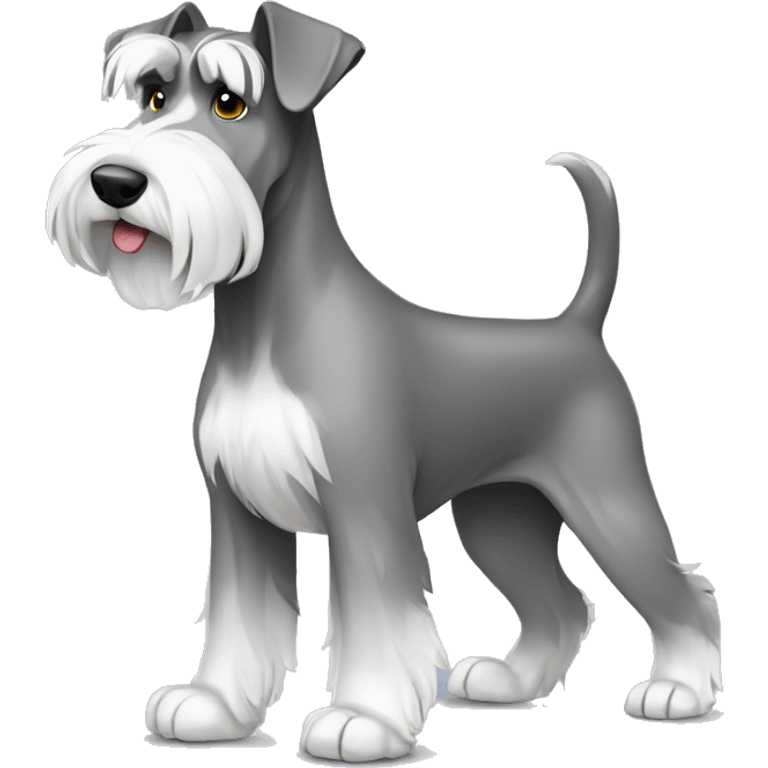 full-length Mittelschnauzer gray and white emoji