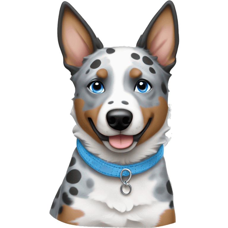 Australian cattle dog grey and white spotted with blue eyes emoji