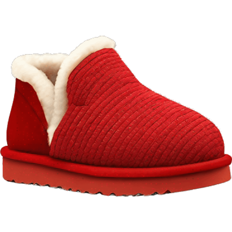 platform slip-on UGG slippers. has a thin red woven zig-zag trim detail on the cuff emoji