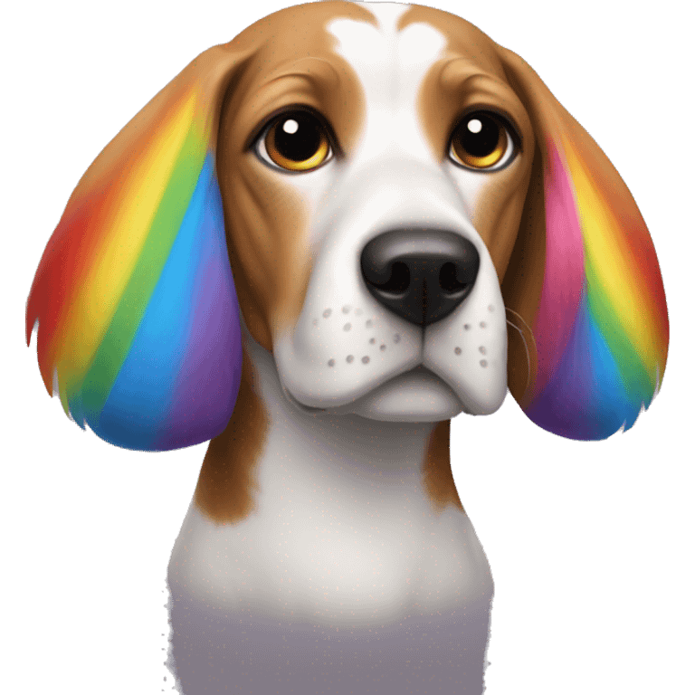 Beagle with a rainbow clown wig emoji