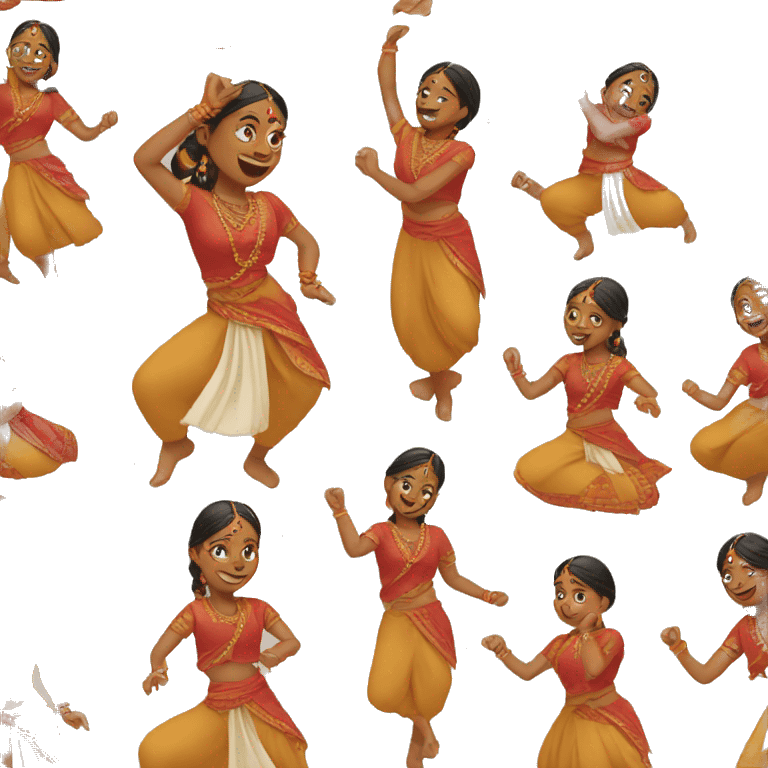 Indian woman in traditional clothes dances.  close-up format.  emoji