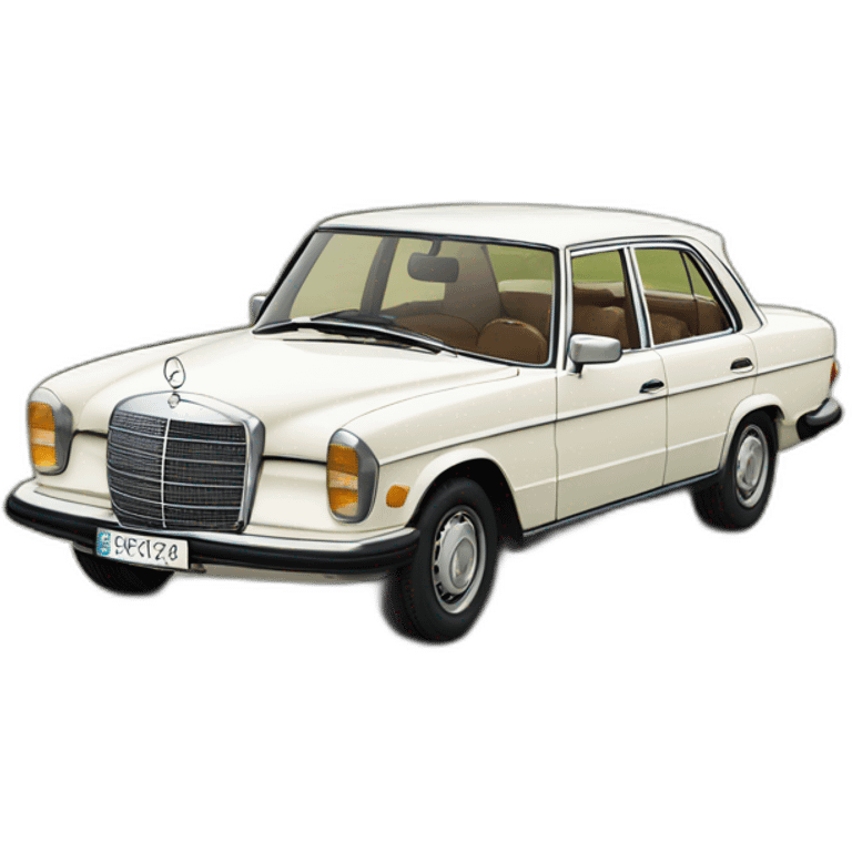 trip around galicia in a old white mercedes benz 1975 emoji