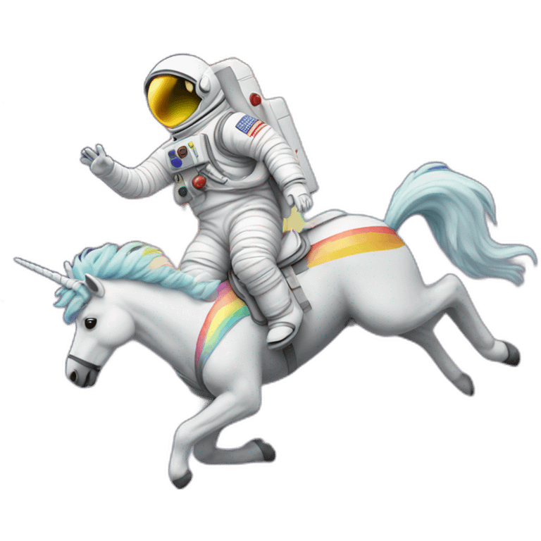 an astronaut riding a rainbow unicord emoji