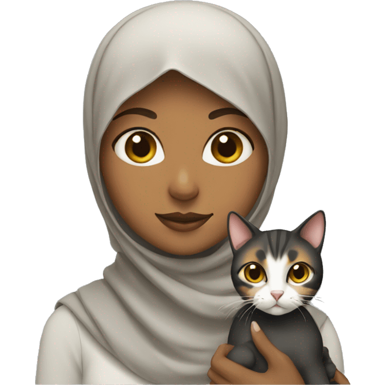 A girl in hijab with calico cat emoji