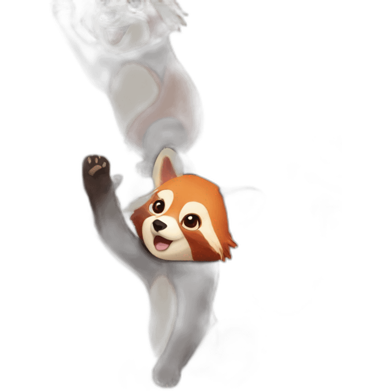 Red panda hands up emoji